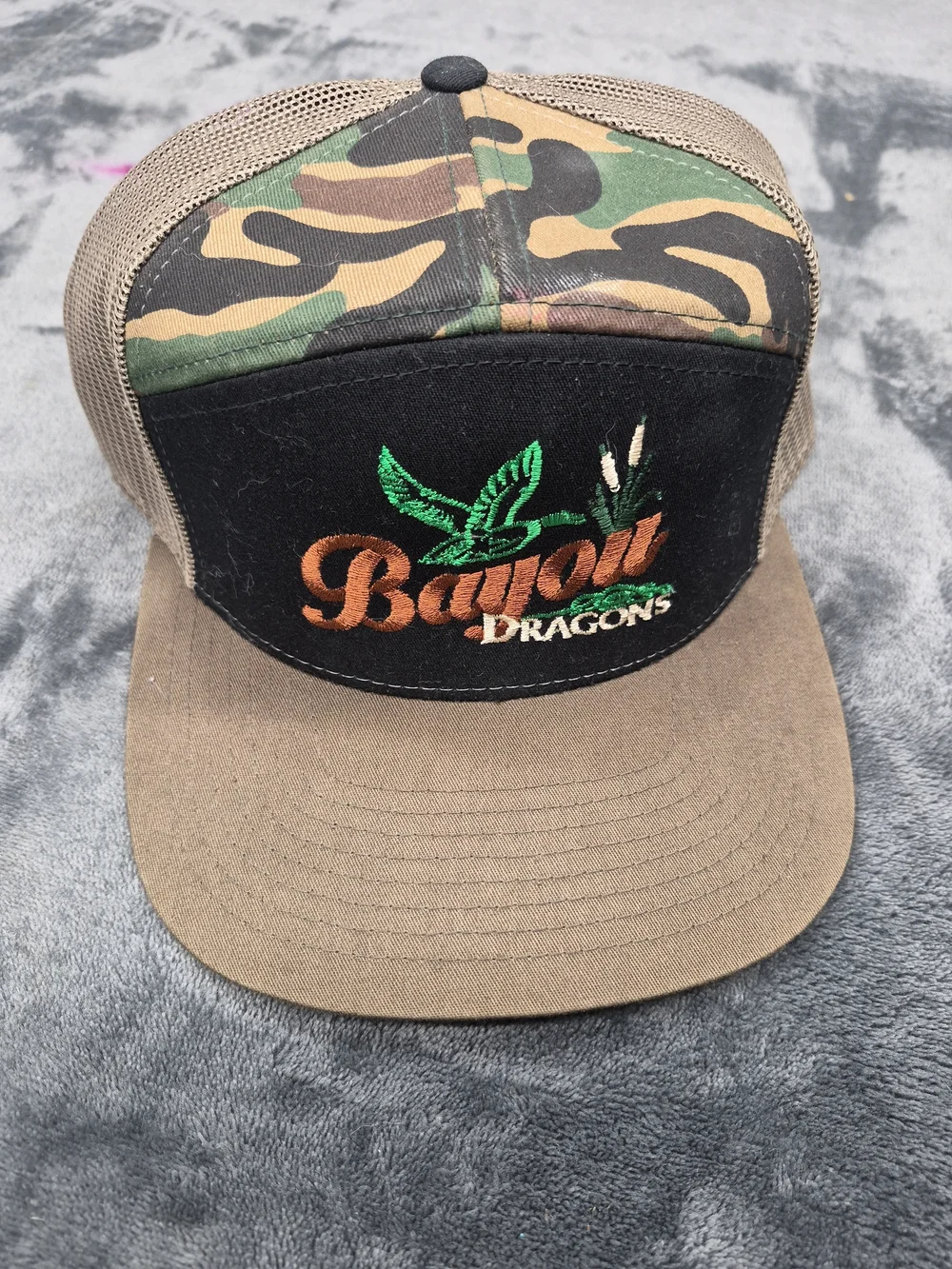 Bayou Dragons Hat Trucker Hat Camo Upper Embroidered  One Size Flat Pre-owned
